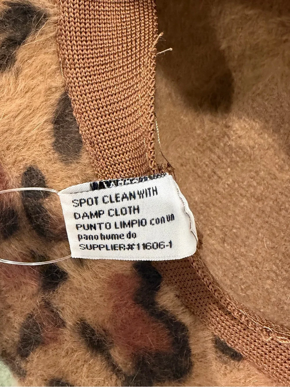 Faux Fur Leopard Print Bucket Hat - Rust & Black angora
